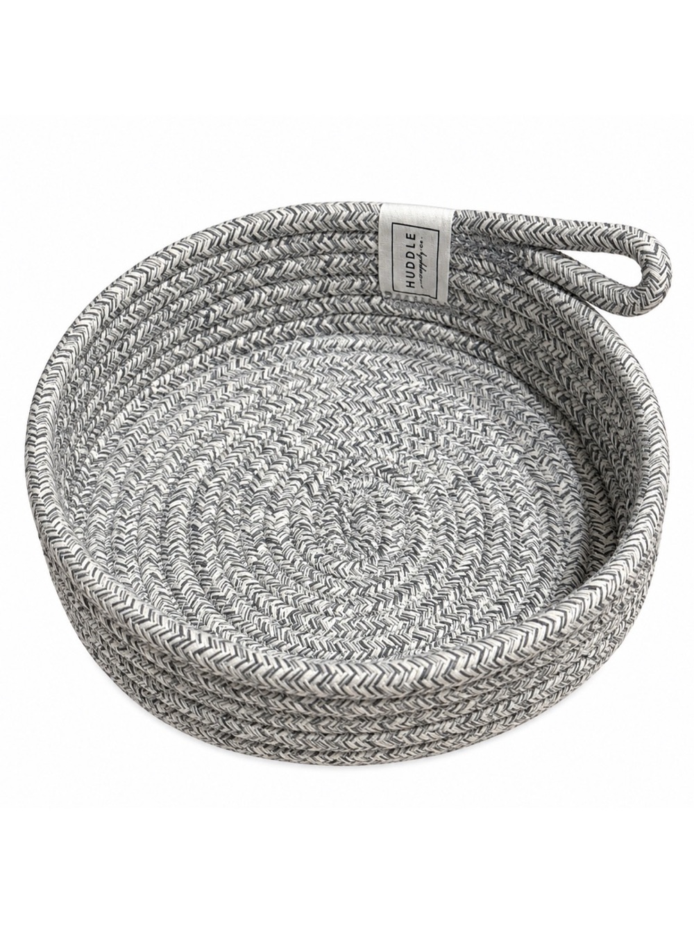 Huddle Supply Co Mini Gray White Cotton Rope Storage Basket